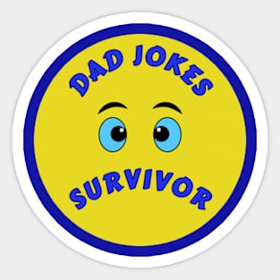 Dad Jokes Survivor Sad Emoji Humor InBlack Sticker